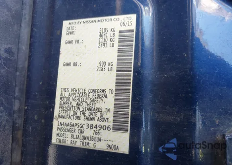 2016 Nissan Maxima 3.5 Platinum/3.5 S/3.5 Sl/3.5 Sr/3.5 Sv from USA, damaged, VIN 1N4AA6AP5GC384906